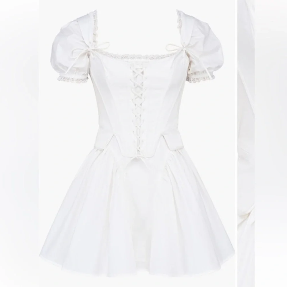 New House Of Cb Lili B Puff Sleeve White Minidress Size XS